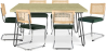 Buy Pack Hairpin Dining Table 150x90 & 6 Black Mesh Rattan and Velvet Chairs - Wanda Dark green 60581 - in the UK