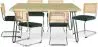 Buy Pack Hairpin Dining Table 150x90 & 6 Black Mesh Rattan and Velvet Chairs - Wanda Dark green 60581 - in the UK