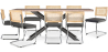Buy Pack Industrial Wooden Table (200cm) & 8 Rattan and Velvet Mesh Chairs - Wanda Dark grey 60593 - prices
