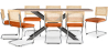 Buy Pack Industrial Wooden Table (200cm) & 8 Rattan and Velvet Mesh Chairs - Wanda Reddish orange 60593 at MyFaktory