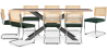 Buy Pack Industrial Wooden Table (200cm) & 8 Rattan and Velvet Mesh Chairs - Wanda Dark green 60593 - in the UK