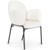 Buy Dining Chair with Armrests - Bouclé Fabric Upholstery - Toler White 60626 - in the UK