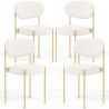 Buy Pack of 4 - Dining Chair - Upholstered in Bouclé Fabric - Golden Metal - Martha White 61006 - in the UK