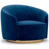 Buy Curved Design Armchair - Upholstered in Velvet - Treya Dark blue 60647 with a guarantee