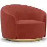 Buy Curved Design Armchair - Upholstered in Velvet - Treya Red 60647 with a guarantee