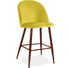 Buy Velvet Upholstered Stool - Scandinavian Design - Bennett Yellow 61287 - in the UK