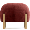 Buy Round Corduroy Upholstered Pouf with Natural Wood Legs - Merv Wine 61450 in the United Kingdom