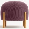 Buy Round Corduroy Upholstered Pouf with Natural Wood Legs - Merv Wine 61450 in the United Kingdom