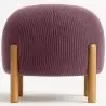 Buy Round Corduroy Upholstered Pouf with Natural Wood Legs - Merv Wine 61450 in the United Kingdom