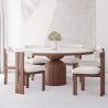 Buy Set Dining Table Round with 6 Wooden Chairs - Minimalist Design - Poler Walnut 61551 - in the UK