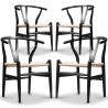 Buy Pack of 4 Dining Chairs Scandinavian Wooden with Rope Seat - Wish Black 61556 - in the UK