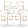 Buy Pack of 4 Dining Chairs Scandinavian Wooden with Rope Seat - Wish Ivory 61556 at MyFaktory