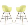 Buy Pack of 2 Bar Stools Scandinavian Design - Wooden Legs - Skandiva Pastel yellow 61562 in the United Kingdom