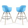 Buy Pack of 2 Bar Stools Scandinavian Design - Wooden Legs - Skandiva Blue 61562 home delivery