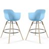 Buy Pack of 2 Bar Stools Scandinavian Design - Wooden Legs - Skandiva Light blue 61562 - prices