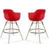 Buy Pack of 2 Bar Stools Scandinavian Design - Wooden Legs - Skandiva Red 61562 in the United Kingdom