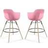 Buy Pack of 2 Bar Stools Scandinavian Design - Wooden Legs - Skandiva Pink 61562 - prices