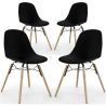 Buy Dining Chair - Scandinavian Design - Wooden Legs - Pack of 4 - Lumi Black 61566 - prices