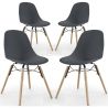 Buy Dining Chair - Scandinavian Design - Wooden Legs - Pack of 4 - Lumi Dark grey 61566 in the United Kingdom