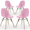 Buy Dining Chair - Scandinavian Design - Wooden Legs - Pack of 4 - Lumi Light Pink 61566 - in the UK