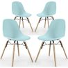 Buy Dining Chair - Scandinavian Design - Wooden Legs - Pack of 4 - Lumi Pastel blue 61566 in the United Kingdom