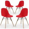 Buy Dining Chair - Scandinavian Design - Wooden Legs - Pack of 4 - Lumi Red 61566 - prices