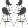 Buy Bar Stool - Scandinavian Design - Wooden Legs - Pack of 4 - Lumi Dark grey 61567 in the United Kingdom