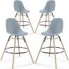 Buy Bar Stool - Scandinavian Design - Wooden Legs - Pack of 4 - Lumi Light grey 61567 - in the UK