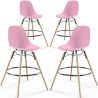 Buy Bar Stool - Scandinavian Design - Wooden Legs - Pack of 4 - Lumi Light Pink 61567 - prices