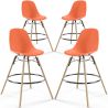 Buy Bar Stool - Scandinavian Design - Wooden Legs - Pack of 4 - Lumi Orange 61567 at MyFaktory