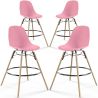 Buy Bar Stool - Scandinavian Design - Wooden Legs - Pack of 4 - Lumi Pink 61567 - in the UK