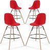 Buy Bar Stool - Scandinavian Design - Wooden Legs - Pack of 4 - Lumi Red 61567 - prices