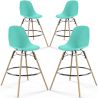 Buy Bar Stool - Scandinavian Design - Wooden Legs - Pack of 4 - Lumi Turquoise 61567 in the United Kingdom