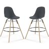 Buy Bar Stool - Scandinavian Design - Wooden Legs - Pack of 2 - Lumi Dark grey 61565 in the United Kingdom