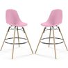 Buy Bar Stool - Scandinavian Design - Wooden Legs - Pack of 2 - Lumi Light Pink 61565 - in the UK