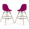 Buy Bar Stool - Scandinavian Design - Wooden Legs - Pack of 2 - Lumi Mauve 61565 - prices