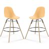 Buy Bar Stool - Scandinavian Design - Wooden Legs - Pack of 2 - Lumi Pastel orange 61565 in the United Kingdom