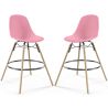 Buy Bar Stool - Scandinavian Design - Wooden Legs - Pack of 2 - Lumi Pink 61565 - in the UK