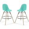 Buy Bar Stool - Scandinavian Design - Wooden Legs - Pack of 2 - Lumi Turquoise 61565 in the United Kingdom