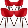 Buy Dining Chairs - Scandinavian Design - Dark Wood Legs - Pack of 4 - Skandiva Red 61572 in the United Kingdom