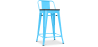 Buy Bistrot Metalix stool wooden and small backrest - 60cm Turquoise 59117 in the United Kingdom