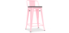 Buy Bistrot Metalix stool wooden and small backrest - 60cm Pink 59117 - in the UK
