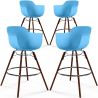 Buy Bar Stools Scandinavian Design - Dark Wood Legs - Pack of 4 - Skandiva Blue 61574 at MyFaktory