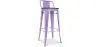 Buy Industrial Design Bar Stool with Backrest - Wood & Steel - 76cm - Metalix Pastel Purple 59118 in the United Kingdom