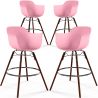 Buy Bar Stools Scandinavian Design - Dark Wood Legs - Pack of 4 - Skandiva Pink 61574 in the United Kingdom