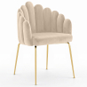 Buy Dining Chair Shell-Style in Velvet - Golden Legs - Exotic Glam Beige 61593 - in the UK