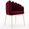 Buy Dining Chair Shell-Style in Velvet - Golden Legs - Exotic Glam Wine 61593 - prices