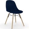 Buy Velvet Dining Chair - Scandinavian Design and Wooden Legs - Lumi Dark blue 61595 - in the UK