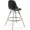 Buy Velvet Bar Stool - Scandinavian Design and Wooden Legs - Lumi Black 61596 - prices