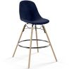 Buy Velvet Bar Stool - Scandinavian Design and Wooden Legs - Lumi Dark blue 61596 with a guarantee